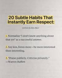 20 behaviors that make people respect you more: