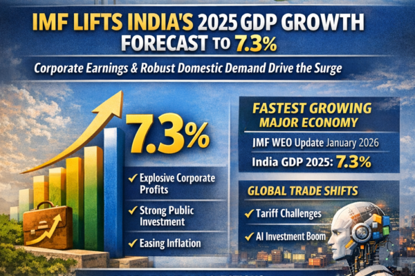 IMF Lifts India’s 2025 GDP Growth Forecast to 7.3%: Corporate Strength and Domestic Resilience Lead the Charge.